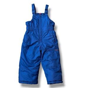 OshKosh BGosh Toddler Kids Ski Snow Bib Overalls Navy Blue Front Zip Size 2T